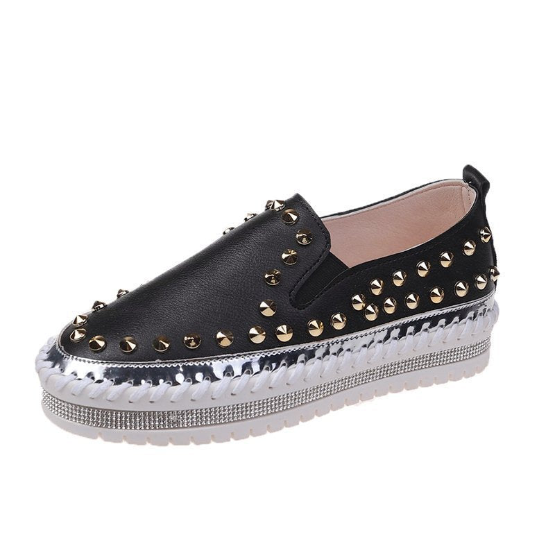 Fashion Rivet Shoes Flat Sneakers Women - Belvar