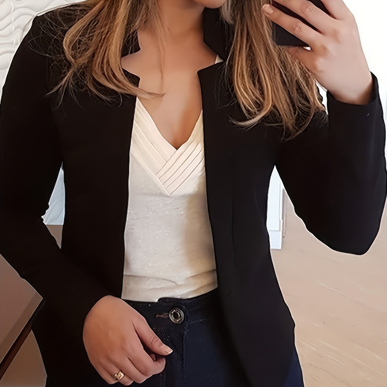 Women's Elegant Solid Color Long Sleeve Cardigan Jacket - Open Front H-Silhouette Design, Machine Washable All-Season Versatile Sweater for Casual & Formal Wear, Cardigan Sweater, Durable Knitwear