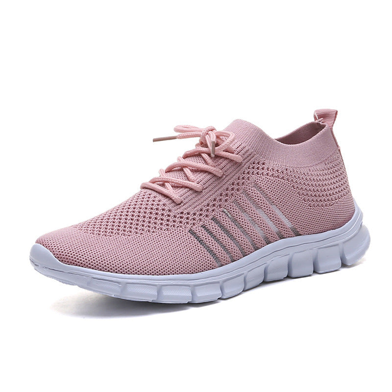 Casual Ladies Shoes Breathable Women Flying Knit Sports Shoes Flat Shoes - Belvar