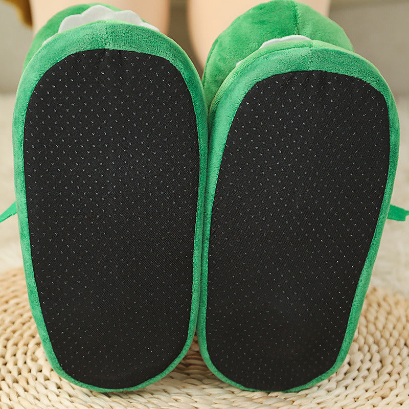 Cotton Slippers Mouth Will Move Plush Cute Funny Indoor Winter Couple Soft Bottom Plush Toys Indoor Slippers - Belvar