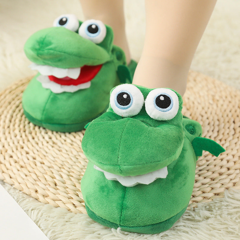 Cotton Slippers Mouth Will Move Plush Cute Funny Indoor Winter Couple Soft Bottom Plush Toys Indoor Slippers - Belvar