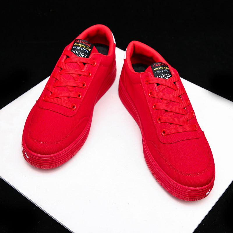 Love Print Canvas Shoes Women Men Flats Lace-up Casual Shoes Lover Sports Shoes Valentines Day - Belvar