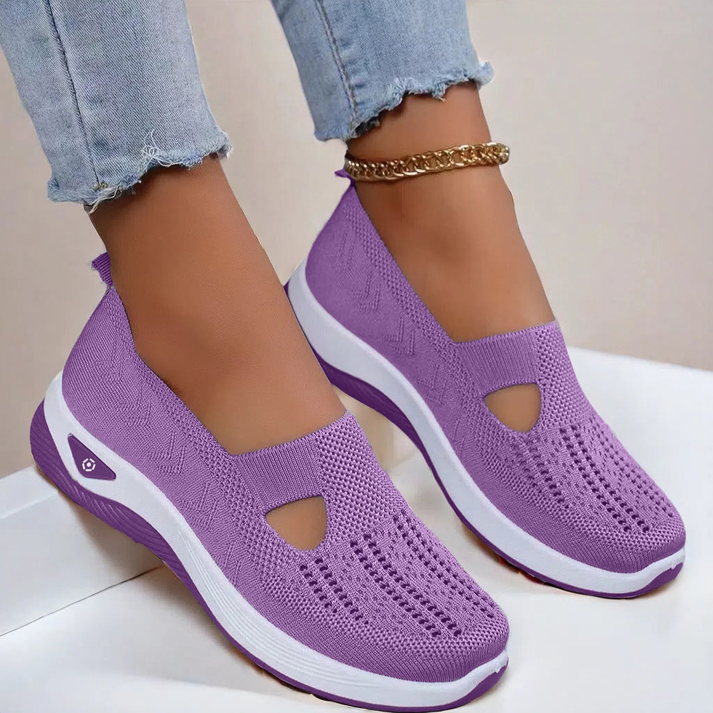 Mesh Flats Shoes Fashion Breathable Non-slip Soft Bottom Casual Shoes For Women - Belvar