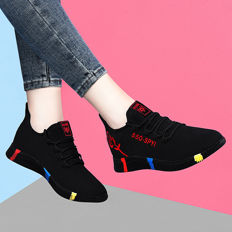 Breathable Women Tennis Shoes Outdoor Air Mesh Fitness Fabric Sock Sneakers - Belvar