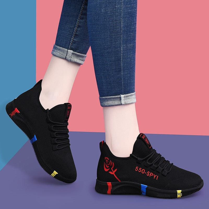 Breathable Women Tennis Shoes Outdoor Air Mesh Fitness Fabric Sock Sneakers - Belvar