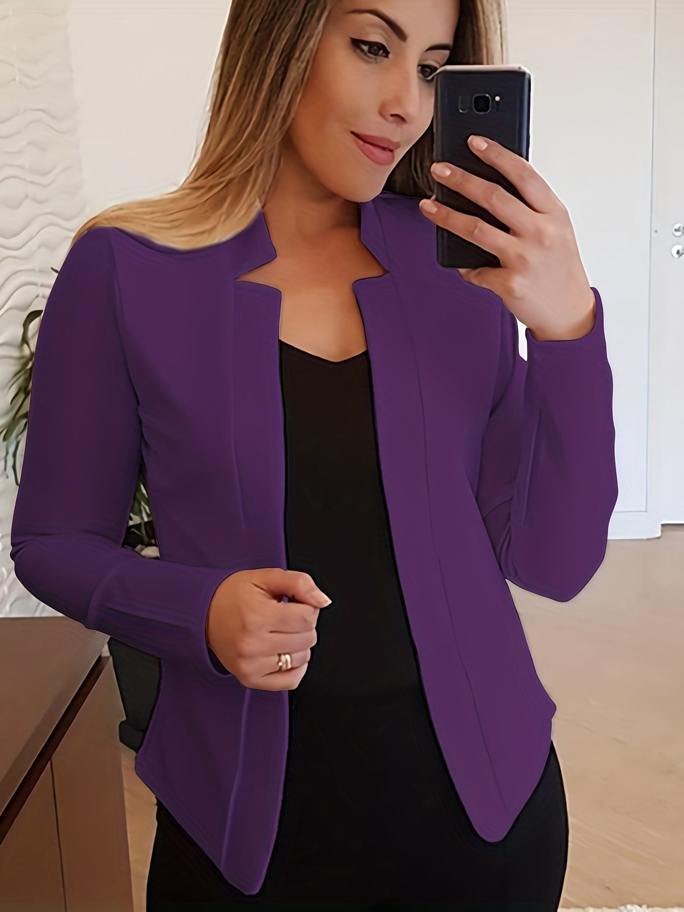 Women's Elegant Solid Color Long Sleeve Cardigan Jacket - Open Front H-Silhouette Design, Machine Washable All-Season Versatile Sweater for Casual & Formal Wear, Cardigan Sweater, Durable Knitwear