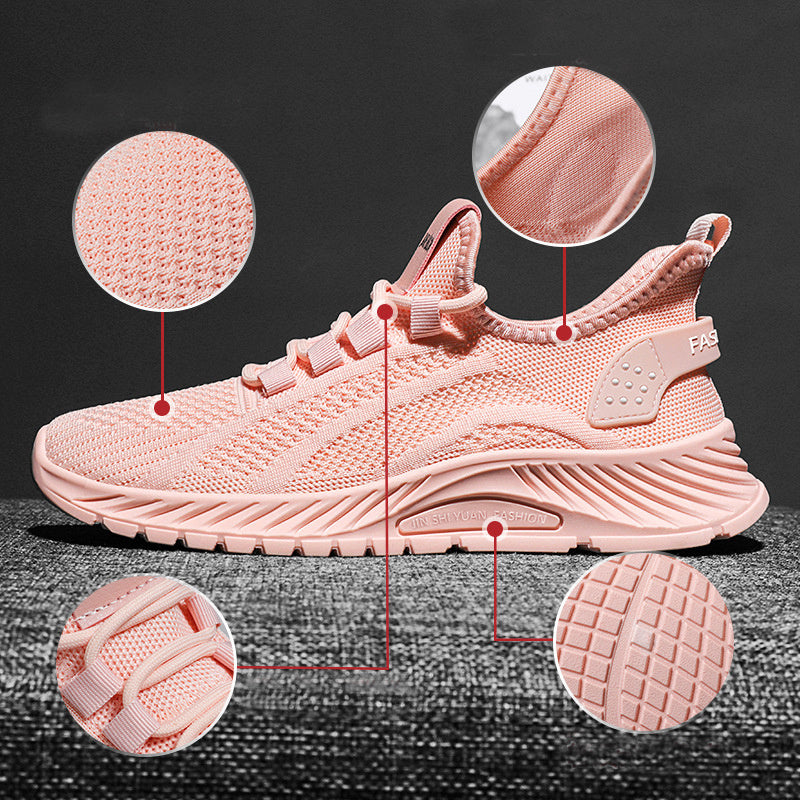 Fashion Casual Sports Shoes Women Lace Up Flat Shoes Lightweight Breathable Running Mesh Sneakers - Belvar