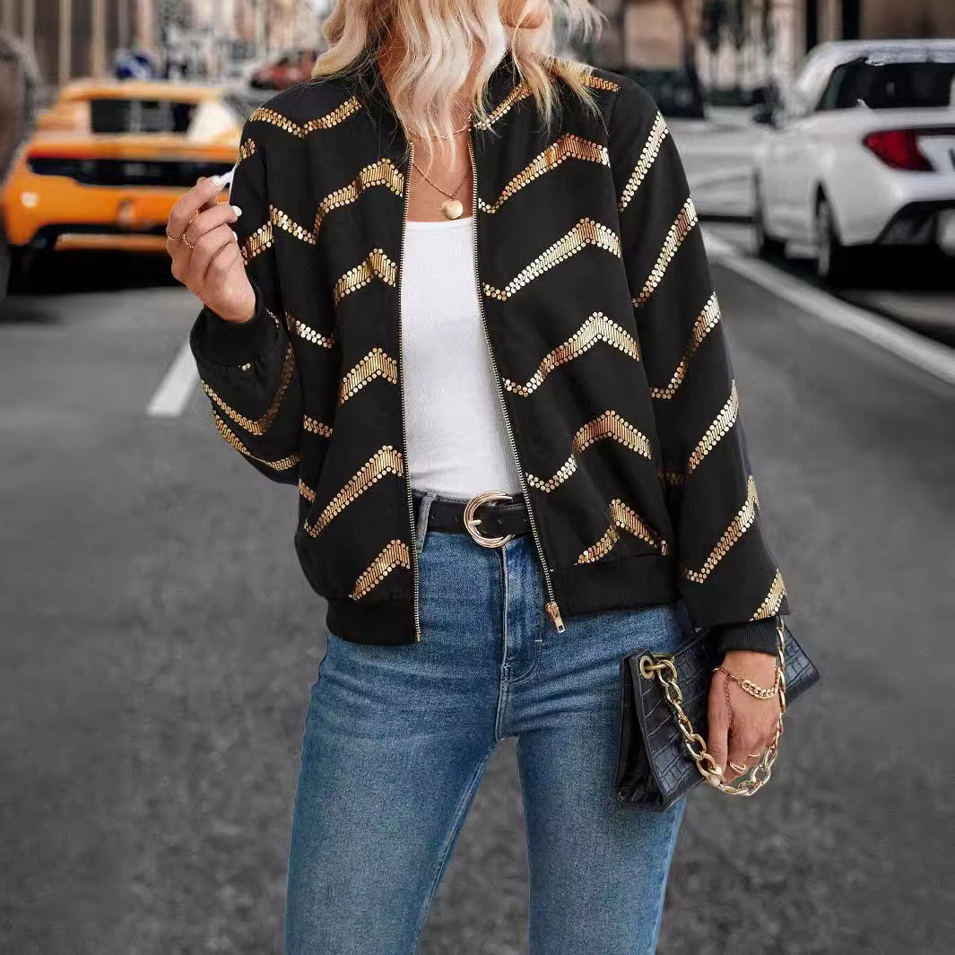 Printed Zip-Top Aviator Coat