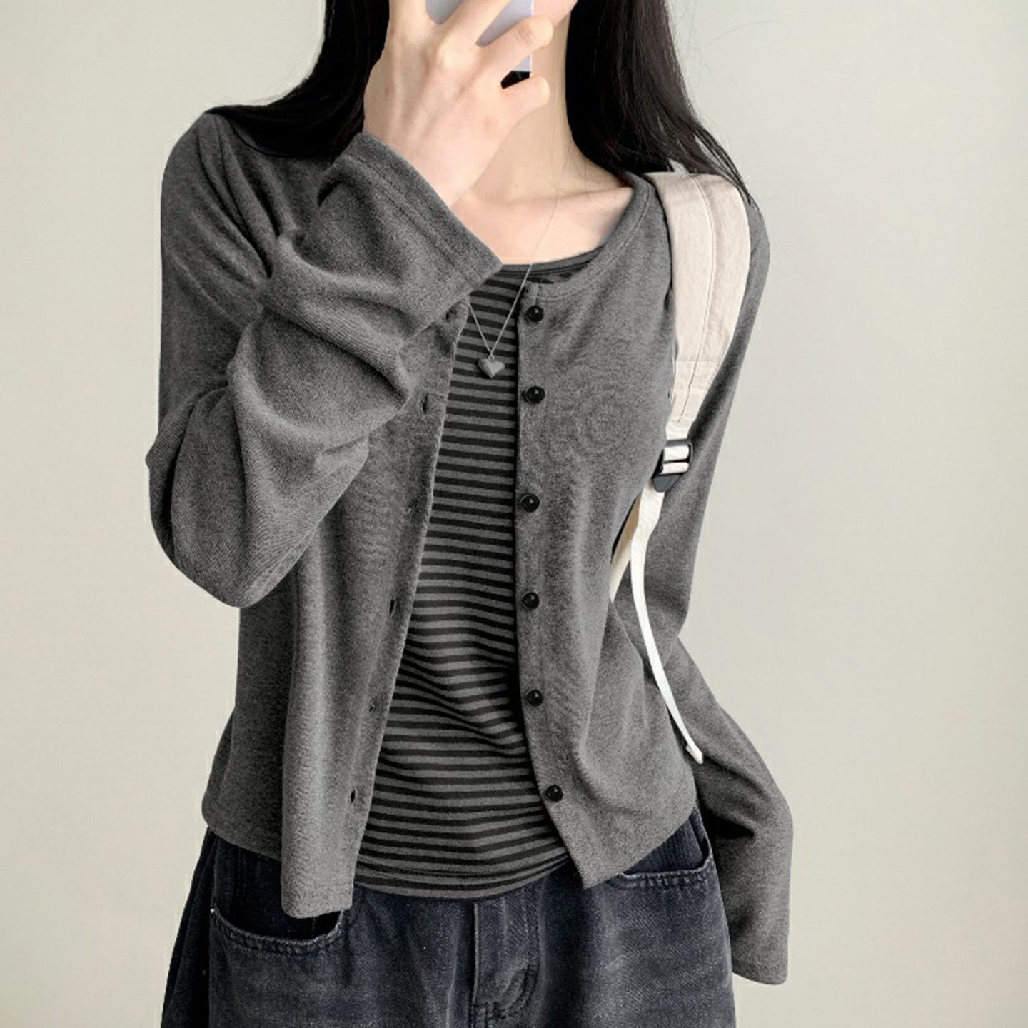 Striped Breasted Fake Two Pieces Leisure Slim Fit Slimming Top