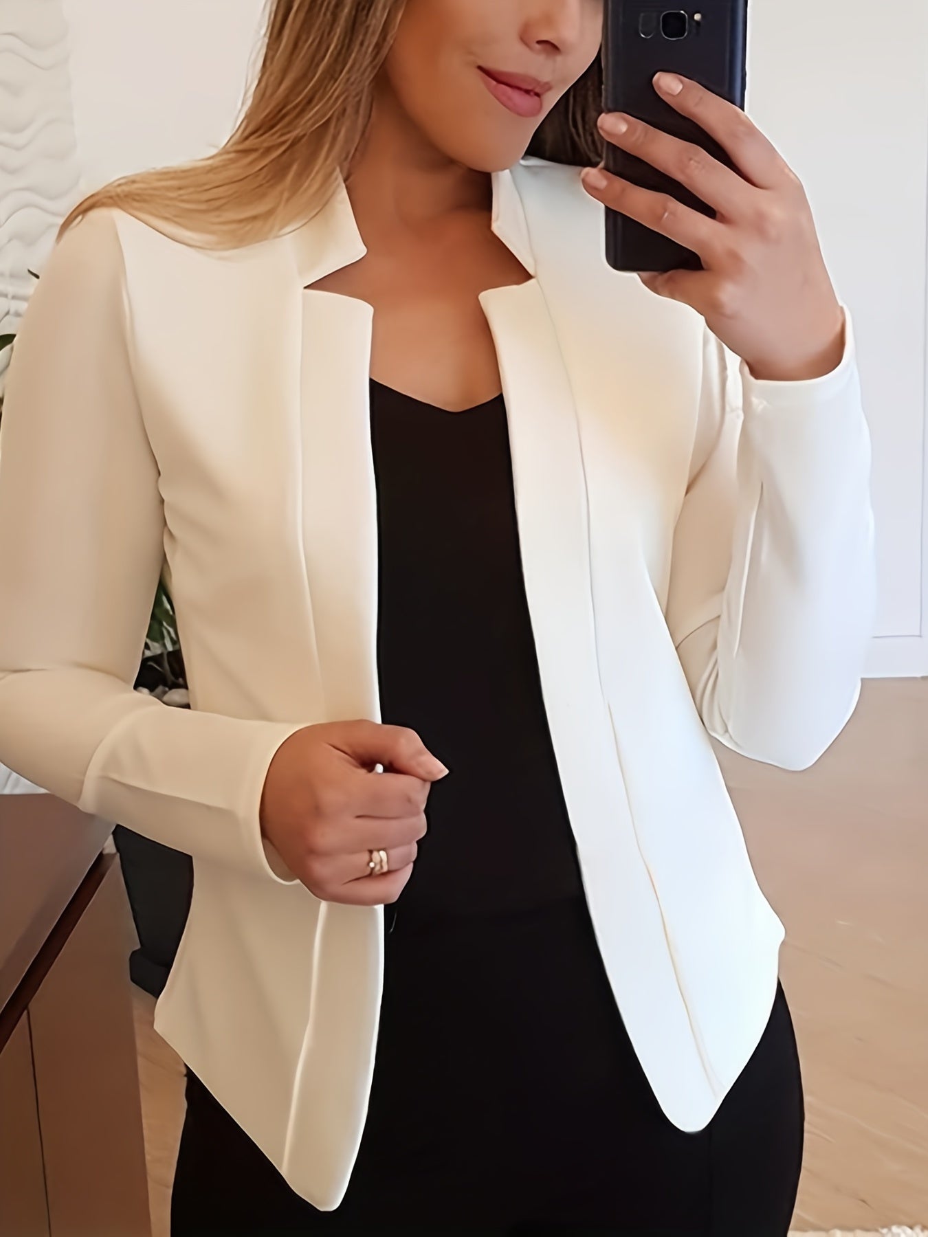 Women's Elegant Solid Color Long Sleeve Cardigan Jacket - Open Front H-Silhouette Design, Machine Washable All-Season Versatile Sweater for Casual & Formal Wear, Cardigan Sweater, Durable Knitwear
