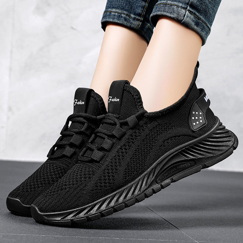 Fashion Casual Sports Shoes Women Lace Up Flat Shoes Lightweight Breathable Running Mesh Sneakers - Belvar