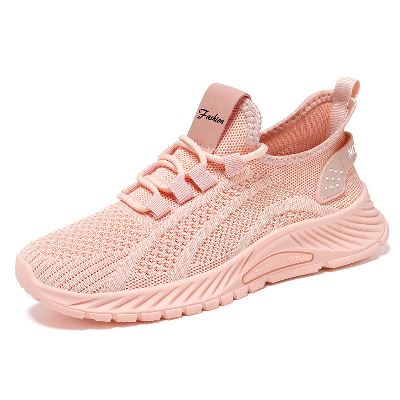 Fashion Casual Sports Shoes Women Lace Up Flat Shoes Lightweight Breathable Running Mesh Sneakers - Belvar