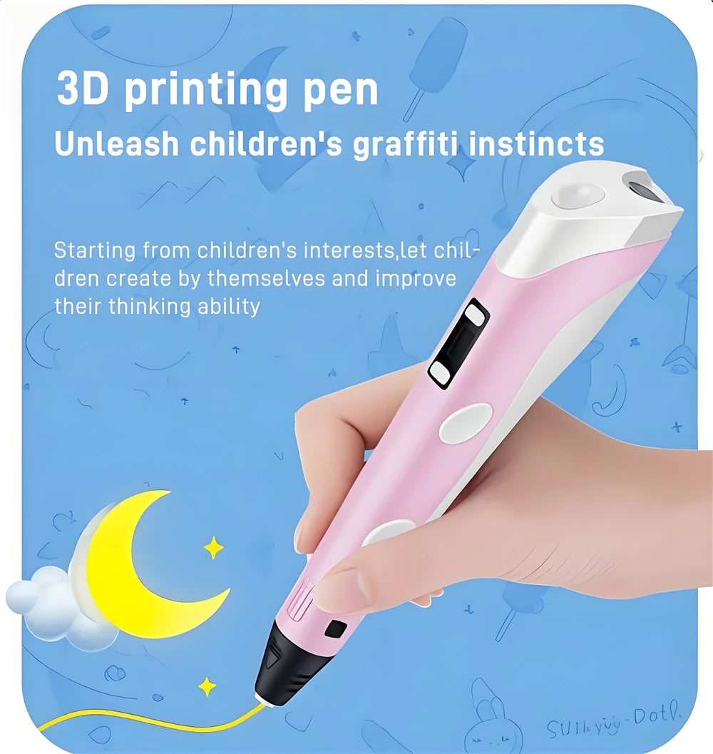 3D Pen Drawing Printing Pen With LCD Screen Compatible PLA Filament Toys Safe Paiting for Children DIY Christmas Birthday Gift