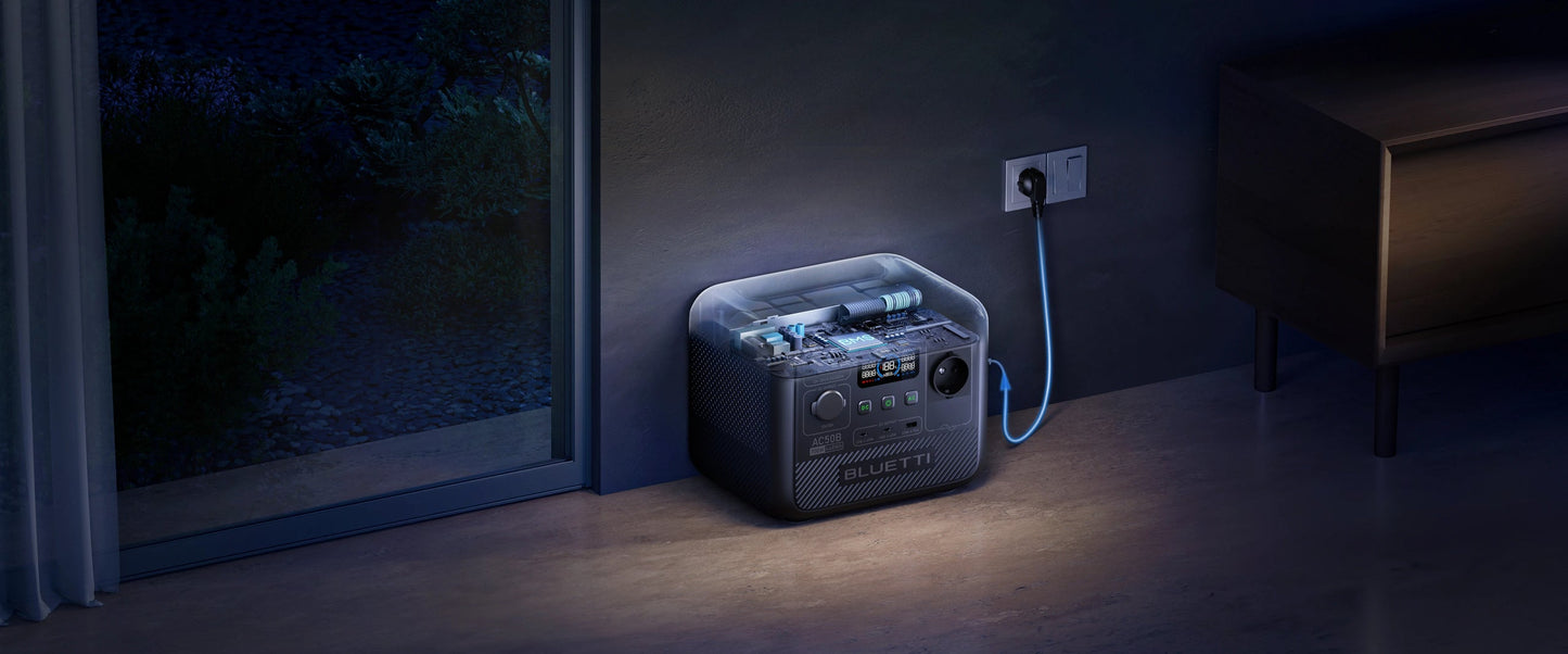 【EU PLUG】BLUETTI Centrale Elettrica Portatile AC50B, 448Wh LiFePO4 Batteria Backup 700W AC Uscita per Campeggio, Emergenza
