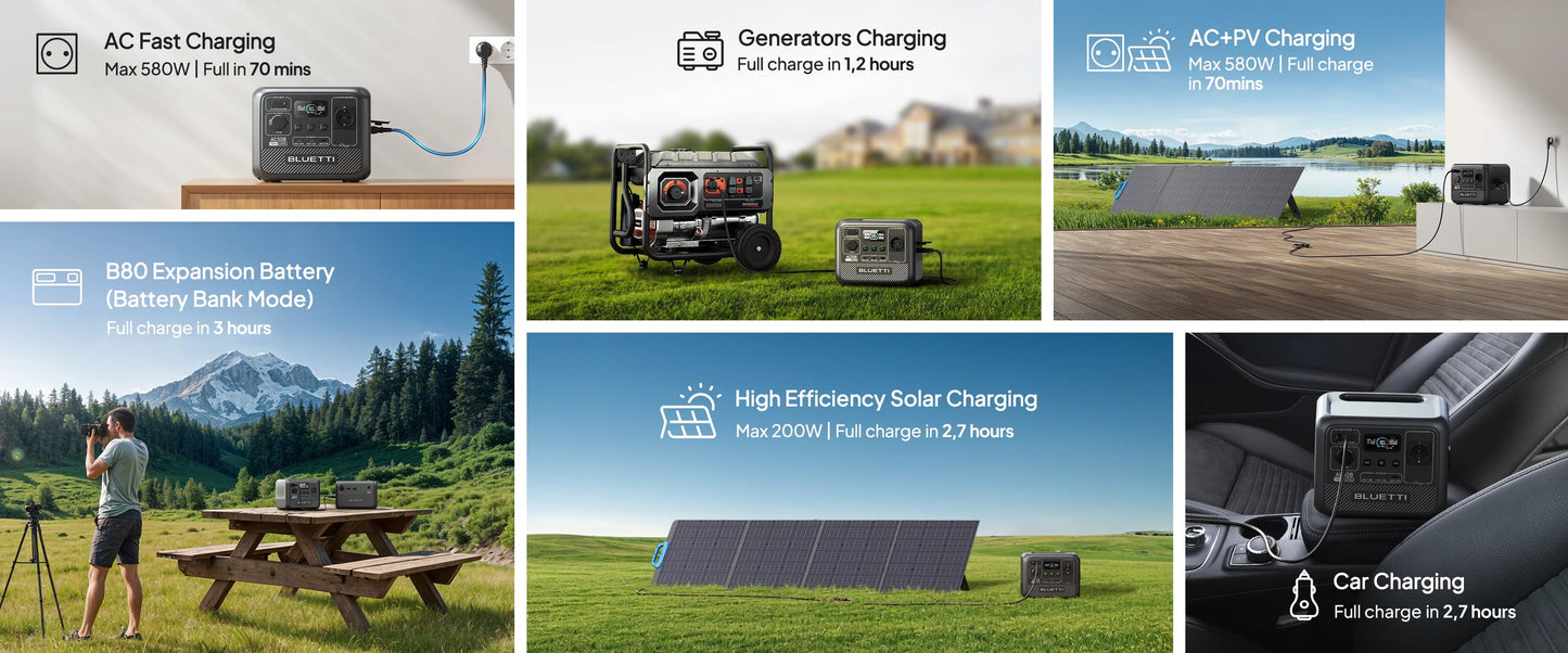 【EU PLUG】BLUETTI Centrale Elettrica Portatile AC50B, 448Wh LiFePO4 Batteria Backup 700W AC Uscita per Campeggio, Emergenza