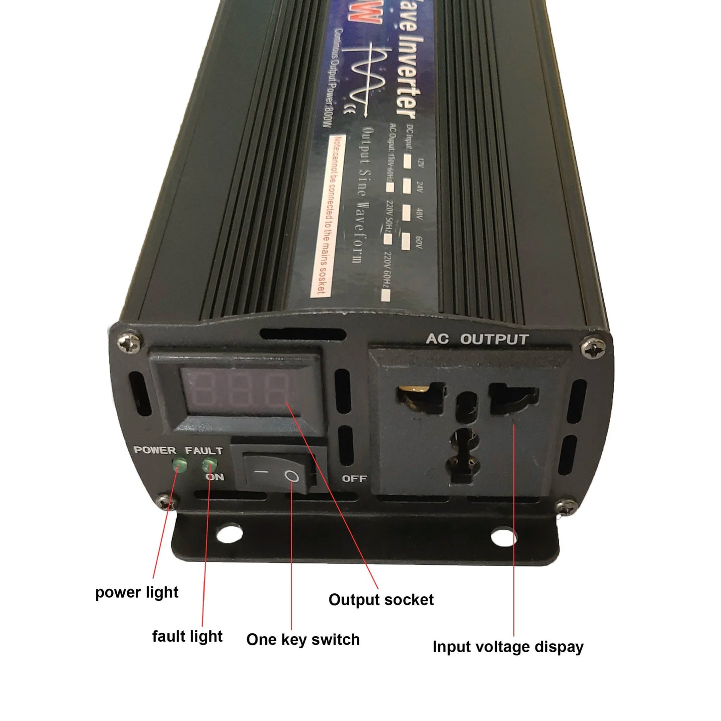 Pure Sine Wave Inverter 1000W 1600W 2000W DC 12V / 24V AC 110V 220V 50Hz 60Hz Power Inverter Home Car Converter Solar Energy