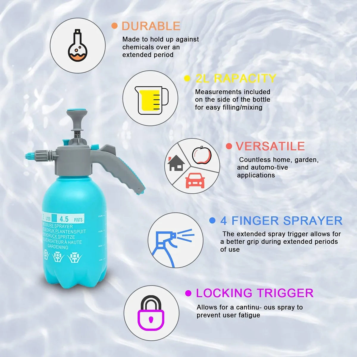 0.8-3L Hand Pressure Sprayer Air Pump Spray Bottle for Gardening Car Cleaning Disinfection Water Sprayer Garden Irrigation Tools