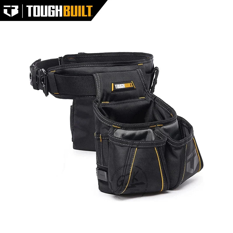 ToughBuilt Carpenter Tool Belt with 2 Hammer Holders Heavy Duty Deluxe Premium Quality Durable Adjustable Size - TB-303-4