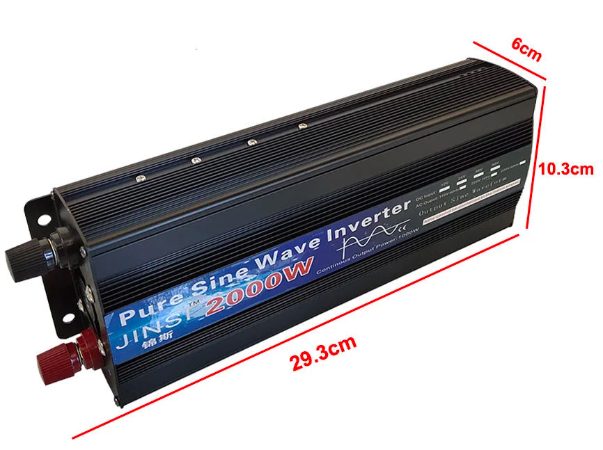 Pure Sine Wave Inverter 1000W 1600W 2000W DC 12V / 24V AC 110V 220V 50Hz 60Hz Power Inverter Home Car Converter Solar Energy
