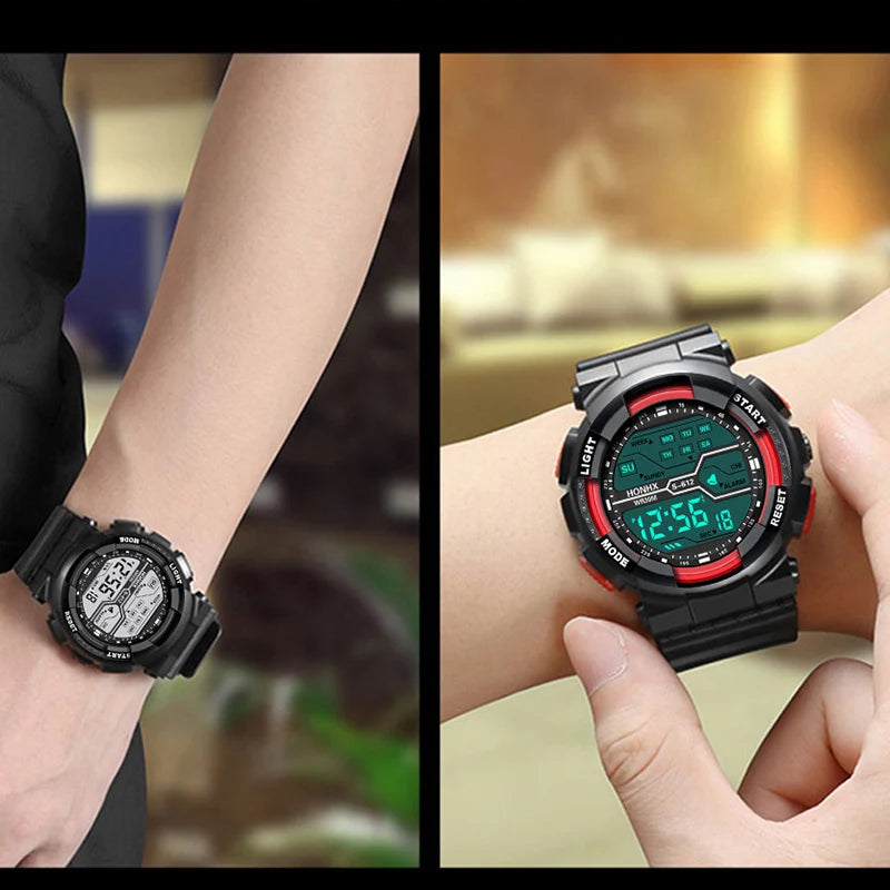 YIKAZE Men's Digital Electronic Watch Sports Glow 55mm Large Dial Student Outdoor Adventure Trend Multifunctional Watches Clock