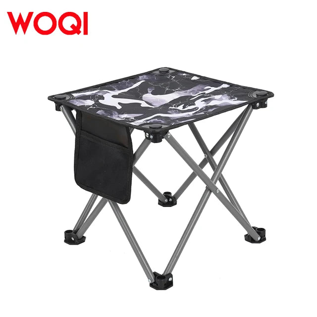 WOQI Factory Wholesale Customized Camping Benches with Side Bags Outdoor Fishing Hiking Travel Folding Benches