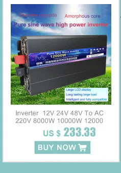 Pure Sine Wave Inverter 1000W 1600W 2000W DC 12V / 24V AC 110V 220V 50Hz 60Hz Power Inverter Home Car Converter Solar Energy