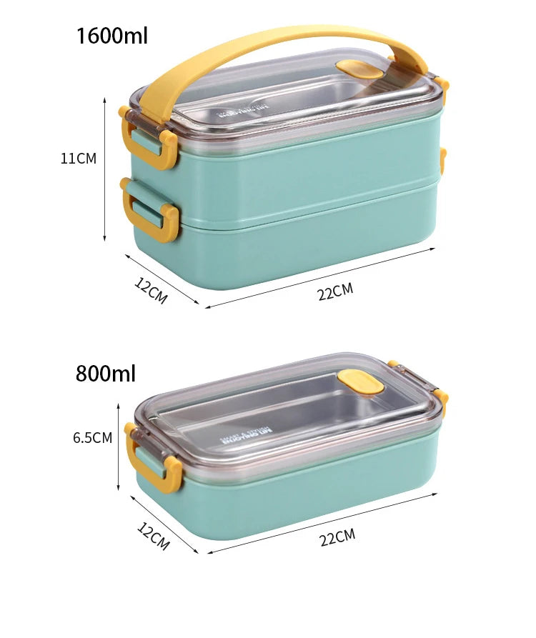 304 Stainless Steel Thermal Lunch Box Office Worker Bento Box Single/Double Layer Student Children Food Storage Container Store