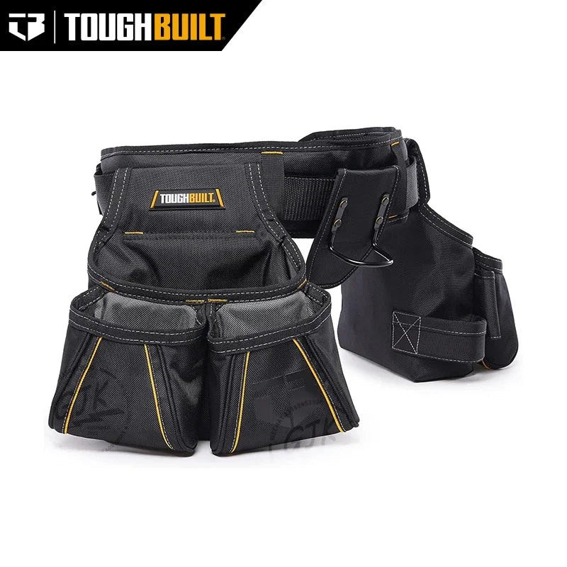 ToughBuilt Carpenter Tool Belt with 2 Hammer Holders Heavy Duty Deluxe Premium Quality Durable Adjustable Size - TB-303-4