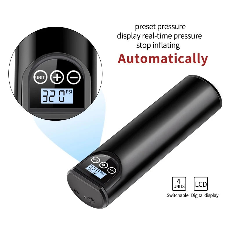 12V 150PSI Rechargeable Air Pump Tire Inflator Cordless Portable Compressor Digital Car Tyre Pump for Car Bicycle Tires Balls