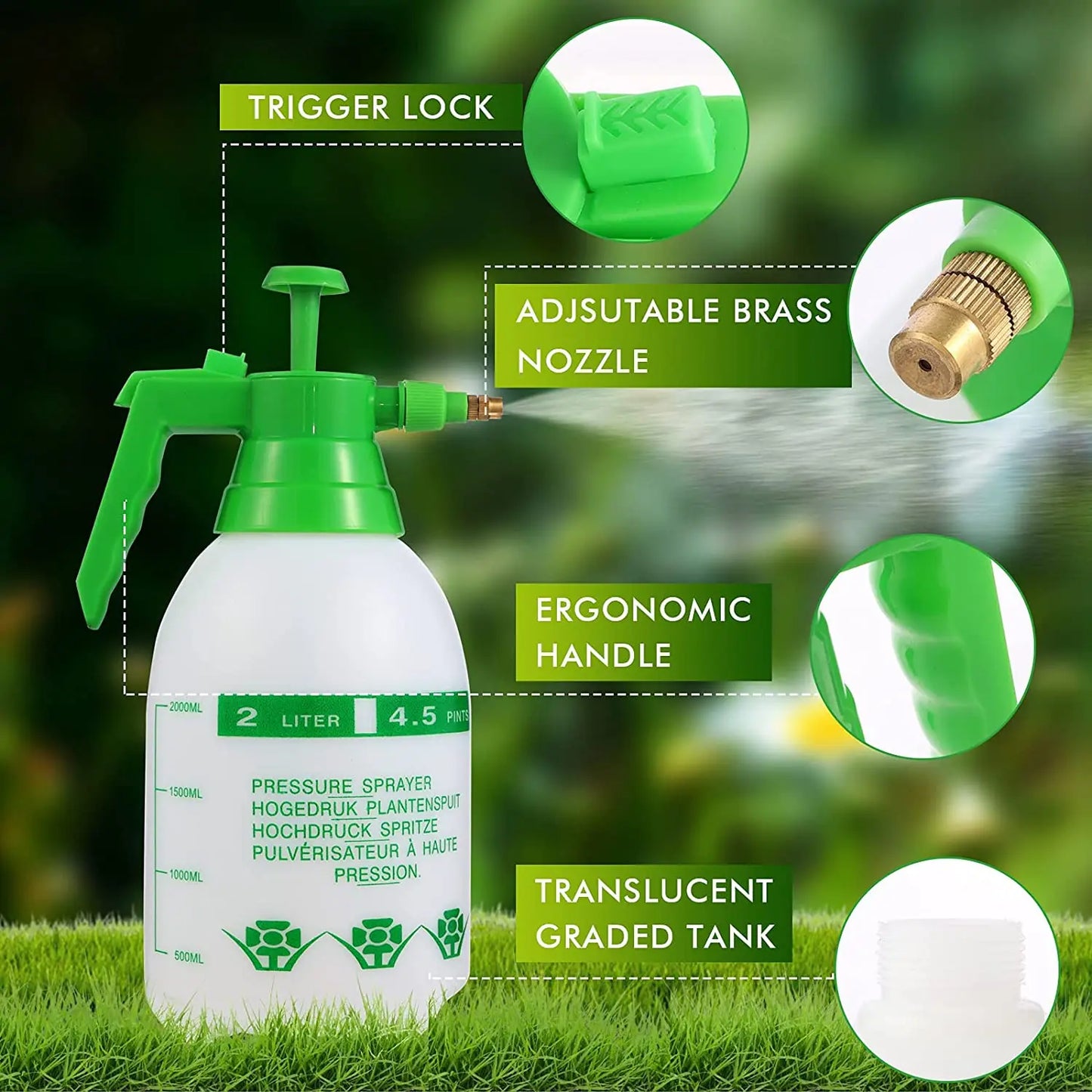 0.8-3L Hand Pressure Sprayer Air Pump Spray Bottle for Gardening Car Cleaning Disinfection Water Sprayer Garden Irrigation Tools