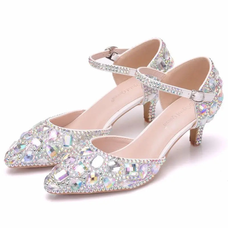 High Heels for Women ELEGANT Sweet Fashion British Style Slip-On 12CM Thin Heels Pointed Toe Office Career Women Shoes Gold 46 - Belvar