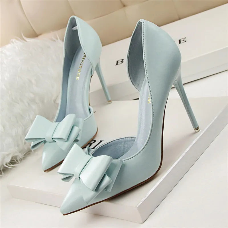 High Heels for Women ELEGANT Sweet Fashion British Style Slip-On 12CM Thin Heels Pointed Toe Office Career Women Shoes Gold 46 - Belvar