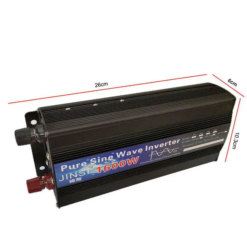 Pure Sine Wave Inverter 1000W 1600W 2000W DC 12V / 24V AC 110V 220V 50Hz 60Hz Power Inverter Home Car Converter Solar Energy