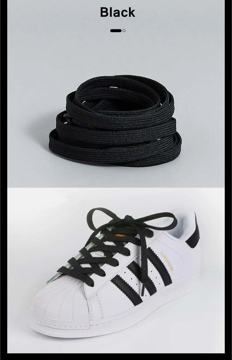 1 Pair Black White Shoe Laces Flat Double Woven Anti-slip Polyester Shoelaces Sports Casual White Shoes Classic Shoelace