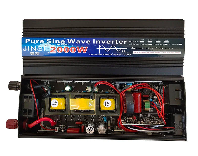 Pure Sine Wave Inverter 1000W 1600W 2000W DC 12V / 24V AC 110V 220V 50Hz 60Hz Power Inverter Home Car Converter Solar Energy