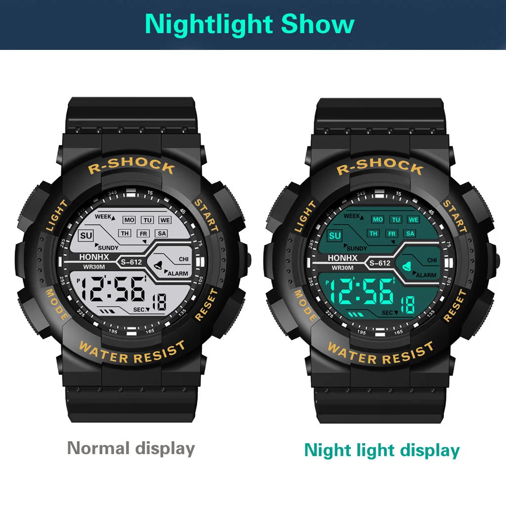 YIKAZE Men's Digital Electronic Watch Sports Glow 55mm Large Dial Student Outdoor Adventure Trend Multifunctional Watches Clock