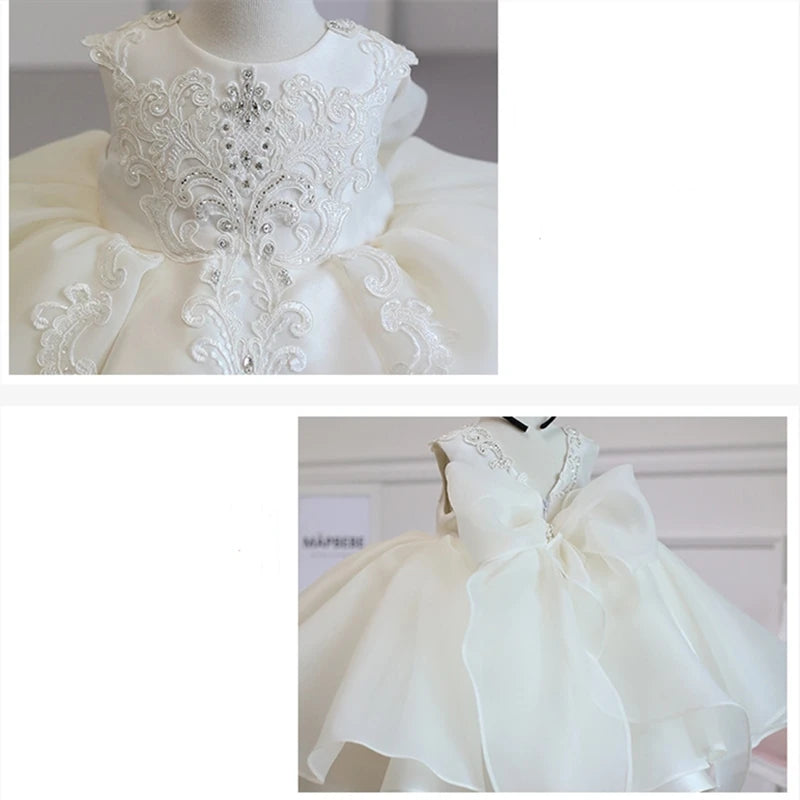 2024 Summer Baby Dress For Girls 1 Year Birthday Baptism Tutu Dresses Princess Toddler Girl Wedding Party Dress Kids Clothes