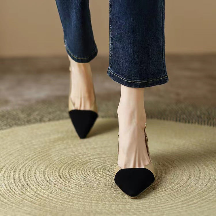 High Heels Summer 2025 New Arrival Fashion Buckle Pointed Heel Sandals Women Comfort Simplicity Stilettos Sandalias De Mujer - Belvar