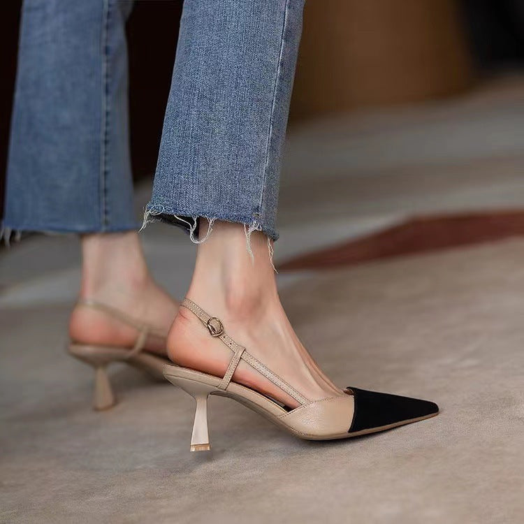 High Heels Summer 2025 New Arrival Fashion Buckle Pointed Heel Sandals Women Comfort Simplicity Stilettos Sandalias De Mujer - Belvar