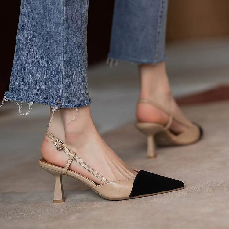 High Heels Summer 2025 New Arrival Fashion Buckle Pointed Heel Sandals Women Comfort Simplicity Stilettos Sandalias De Mujer - Belvar
