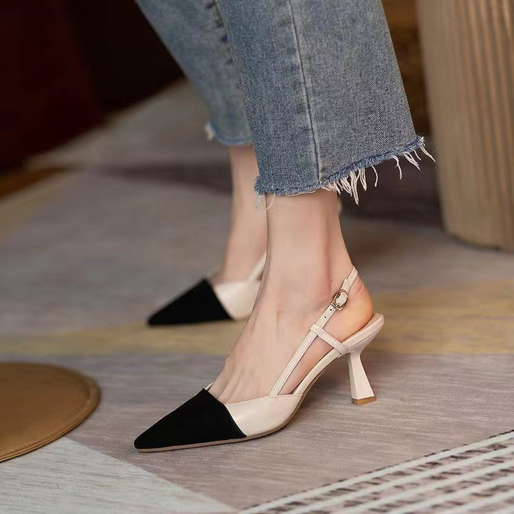 High Heels Summer 2025 New Arrival Fashion Buckle Pointed Heel Sandals Women Comfort Simplicity Stilettos Sandalias De Mujer - Belvar