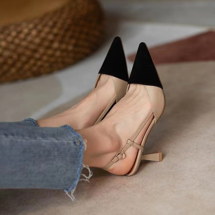 High Heels Summer 2025 New Arrival Fashion Buckle Pointed Heel Sandals Women Comfort Simplicity Stilettos Sandalias De Mujer - Belvar