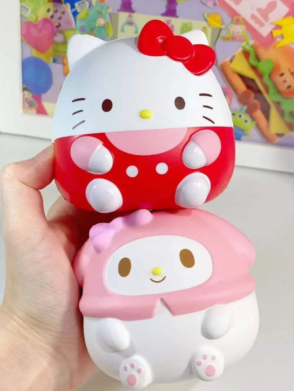 Sanrio Kawaii Melody Decompression Kuromi Cinnamoroll Stress Relief Squishy Anime Cartoon Children's Hand Pinch Toy Healing Gift