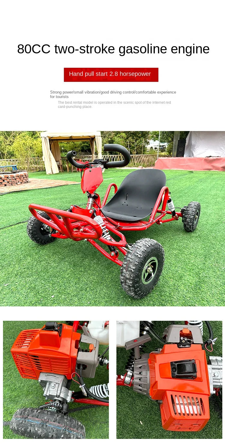 SRJOIN Off-road kart sports kart gasoline-powered mini vehicle suitable adults children track-ready small car drift adaptable