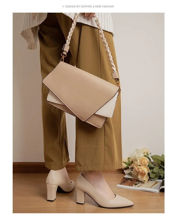 High Heels Women 2022 New Korean Style Pointed Shallow Mouth Thick Heel Fashion Shoes Sapatos De Mujer - Belvar