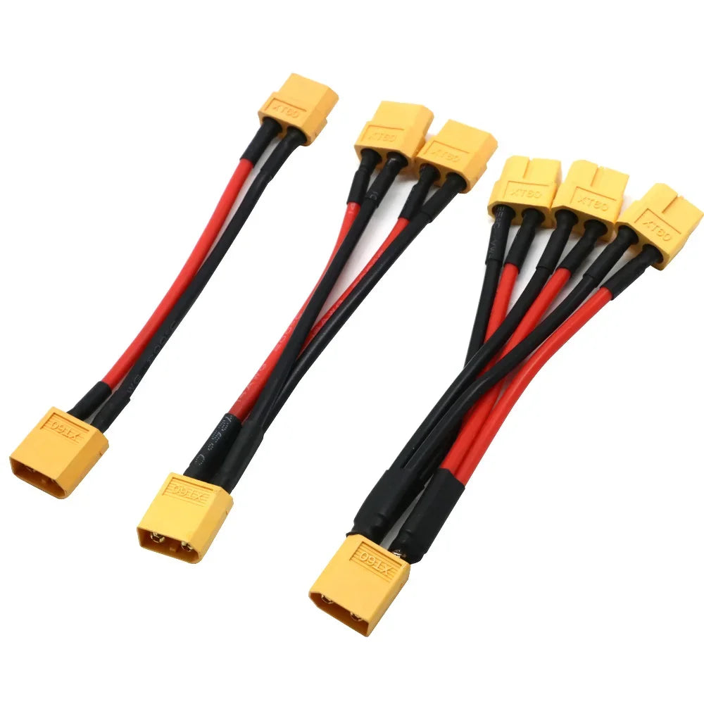 Silicon wire XT60 parallel battery connector male/female cable double extension Y splitter/RC battery motor with 3 way 14AWG