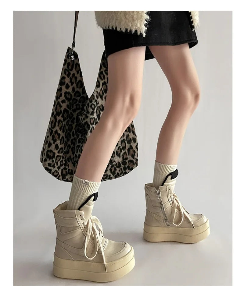 Shoes for Women Women's Ankle Boots Trendy Retro High-top Women's Shoes Fashion Casual Chunky Platform Luxury Designer Sneakers - Belvar
