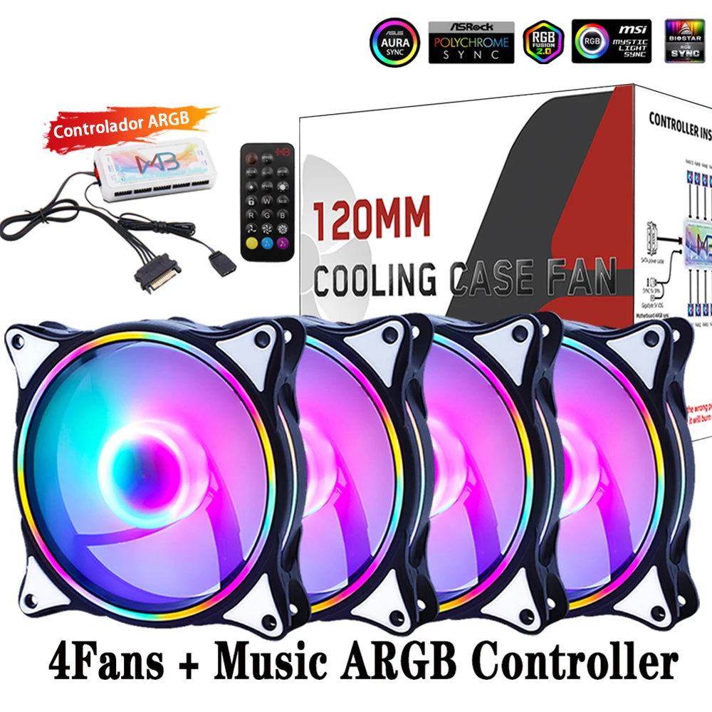 120mm Friador De Ventilador De Computador 6PIN RGB 12 Cm Silencioso Ventilador 5V RGB Velocidade De Ventilador Aura Sync
