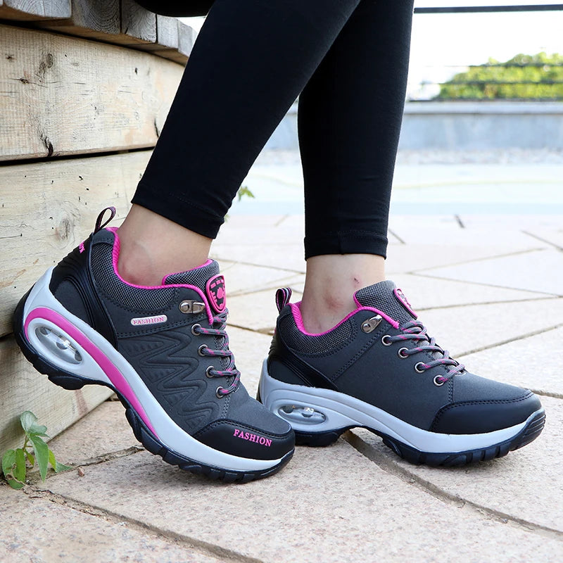 Ladies Sneakers Comfortable Breathable Platform Shoes Fashion Lace Up Female Casual Shoes for Women Outdoor Short Boots - Belvar