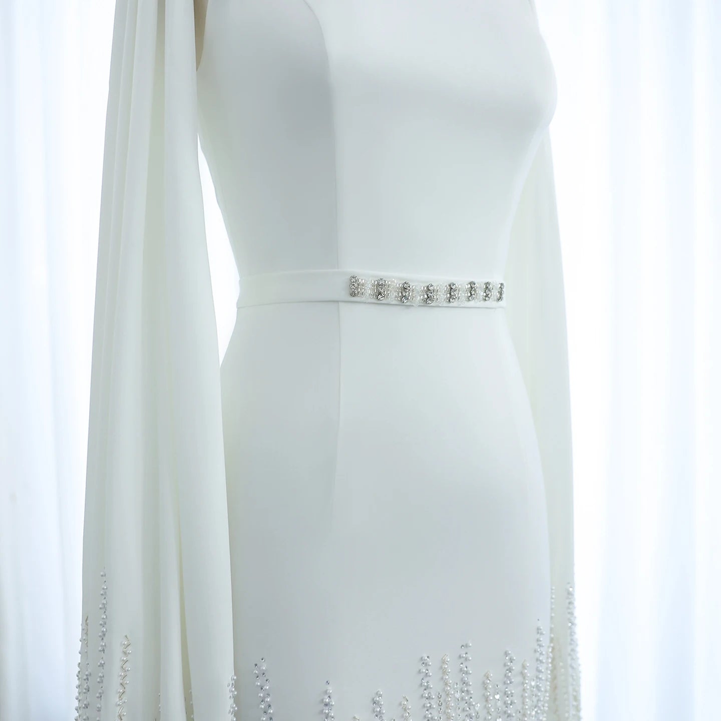 Sharon Said Luxury Dubai Nude Evening Dresses with Cape Sleeves Tiered Ruffles Arabic Women Wedding Party Gowns SS440 Customized